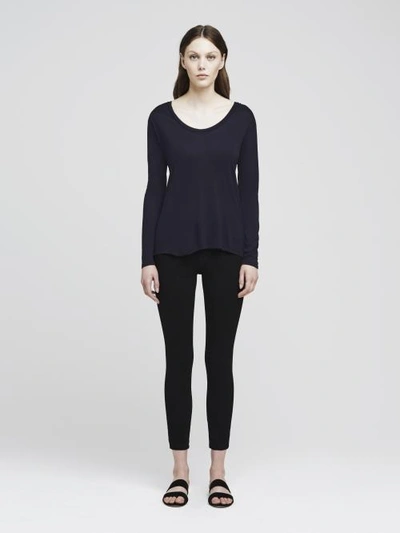 Shop L Agence Perfect Long Sleeve Tee In Midnight
