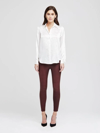 Shop L Agence Adelaide Leather Jean In Wine