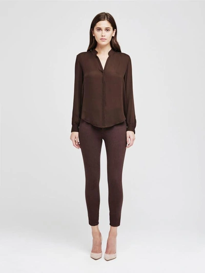 Shop L Agence Bianca Blouse In Cocoa