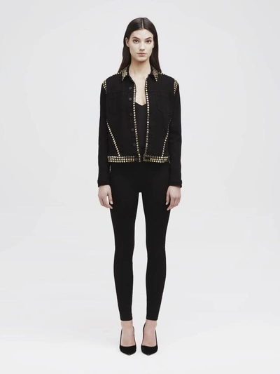 Shop L Agence Celine Studded Jacket In Saturated Black