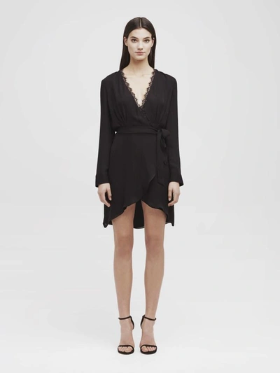 Shop L Agence Trino Wrap Dress In Black / Black