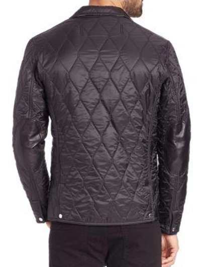Burberry Gillington Leather trim Quilted Blazer In Navy ModeSens