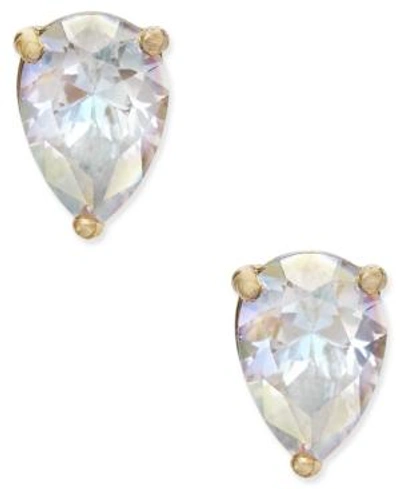 Shop Kate Spade New York Gold-tone Crystal Teardrop Stud Earrings In White