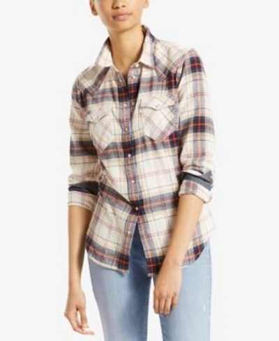 Shop Levi's Cotton Vintage Plaid Western Shirt In Dewberry Marshmallow