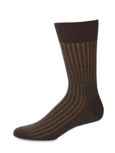 Shop Falke Sea Island Knee-high Socks In Dark Brown