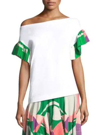 Shop Alexis Sandi Crepe Top In Geometric Green