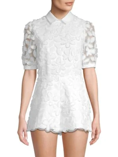 Shop Alexis Pierra Floral Romper In White Embroidery