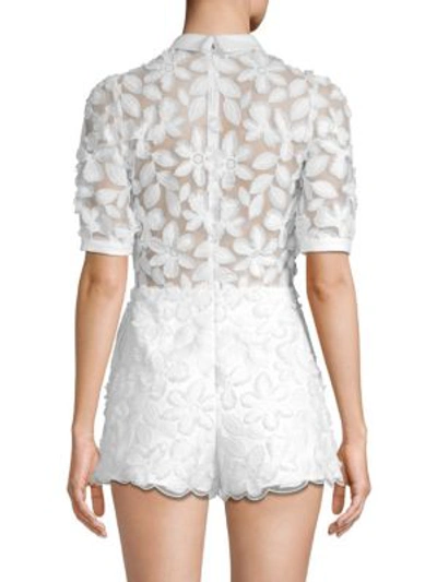 Shop Alexis Pierra Floral Romper In White Embroidery