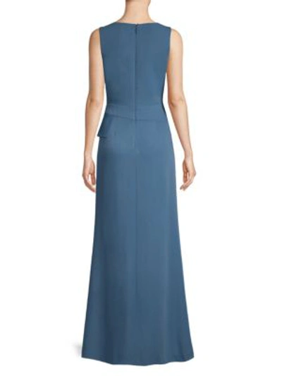 Shop Bcbgmaxazria V-neck Peplum Gown In China Blue