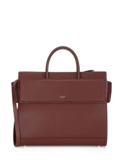 Shop Givenchy Medium Smooth Horizon Leather Tote In Oxblood Red