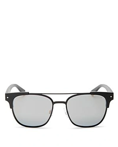 Shop Polaroid Men's Polarized Mirrored Brow Bar Square Sunglasses, 53mm In Black