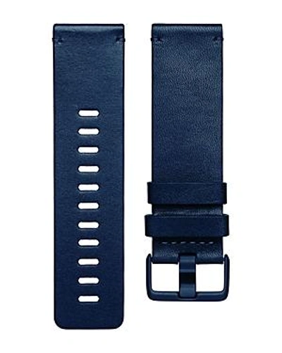Shop Fitbit Versa Leather Band In Blue