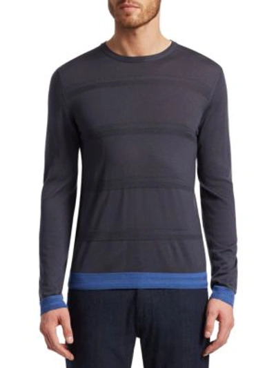 Shop Giorgio Armani Crewneck Wool Sweater In Grey