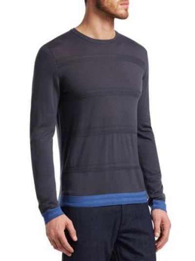 Shop Giorgio Armani Crewneck Wool Sweater In Grey