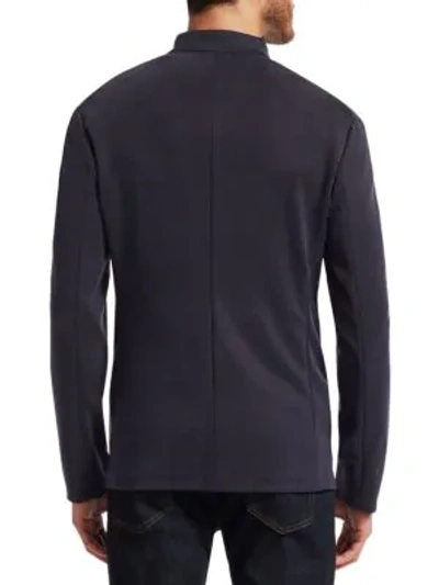 Shop Giorgio Armani Guru Jersey Jacket In Navy