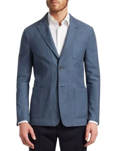 Shop Giorgio Armani Ice Patch Jacket In Blue