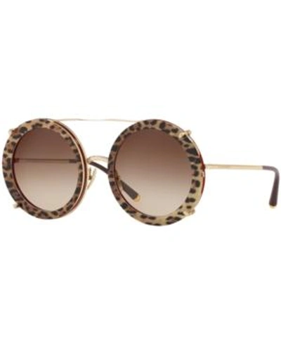 Shop Dolce & Gabbana Sunglasses, Dg2198 In Brown Gradient/gold