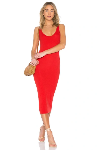 Shop Enza Costa Silk Rib Tank Dress In Red
