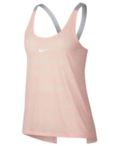 Shop Nike Dry Split-back Training Tank Top In Crimson Tint/white