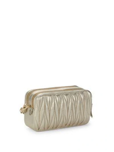 Shop Miu Miu Leather Clutch In Pirite