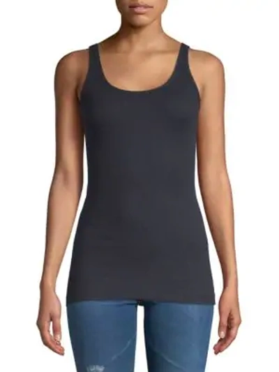 Vince Ribbed Scoop-neck Tank Top In Coastal Blue