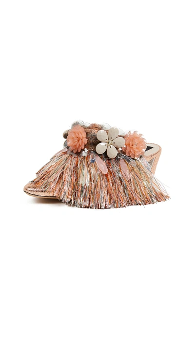 Shop Marc Jacobs Tinsel Mules In Rose Gold