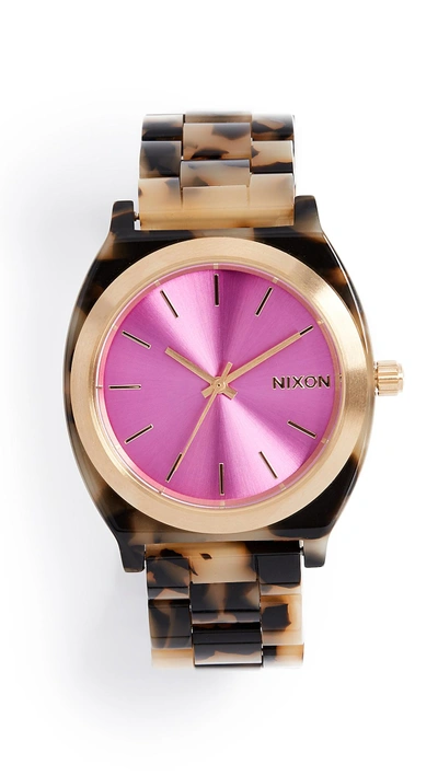 Shop Nixon Time Teller Tort Watch, 38mm In Tortoise/punch/gold