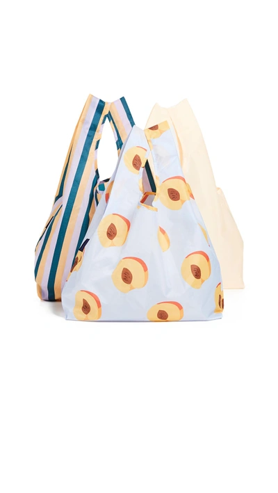 Shop Baggu Standard Packable Bag Triple Set In Peach Electric