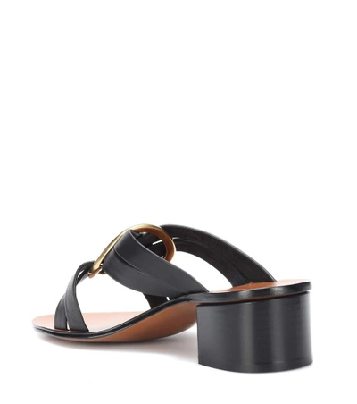 Shop Chloé Rony Leather Sandals In Black