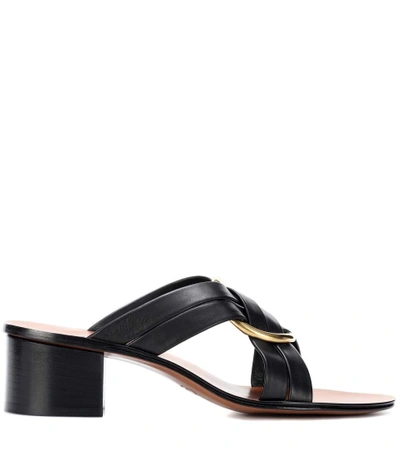 Shop Chloé Rony Leather Sandals In Black