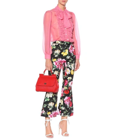 Shop Dolce & Gabbana Silk Pussybow Blouse In Pink