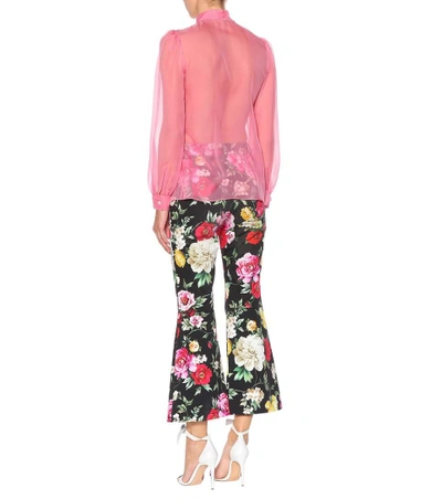 Shop Dolce & Gabbana Silk Pussybow Blouse In Pink