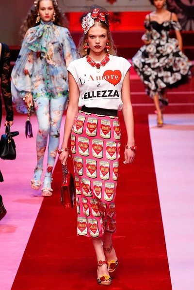 Shop Dolce & Gabbana Printed Stretch Silk Skirt