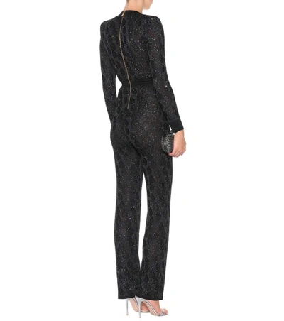 Shop Balmain Sequinned Knit Jumpsuit