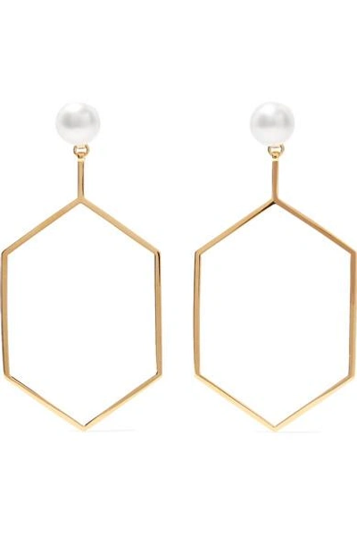 Shop Natasha Schweitzer Foxy 14-karat Gold-plated Pearl Earrings
