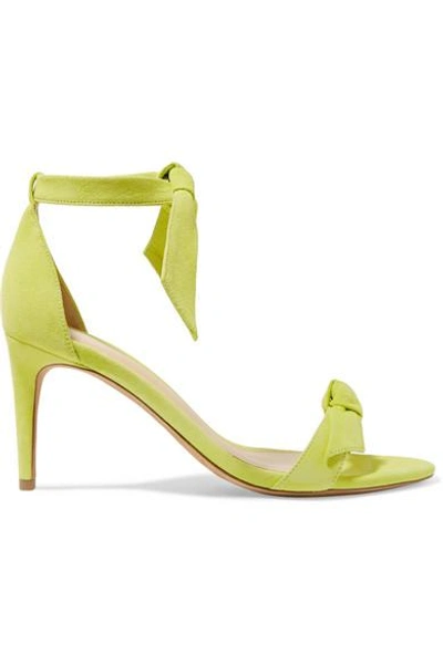 Shop Alexandre Birman Clarita Bow-embellished Suede Sandals In Lime Green