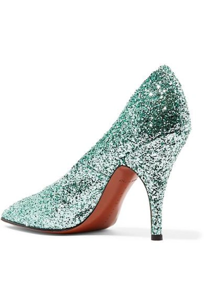 Shop Victoria Beckham Dorothy Glittered Canvas Pumps In Mint
