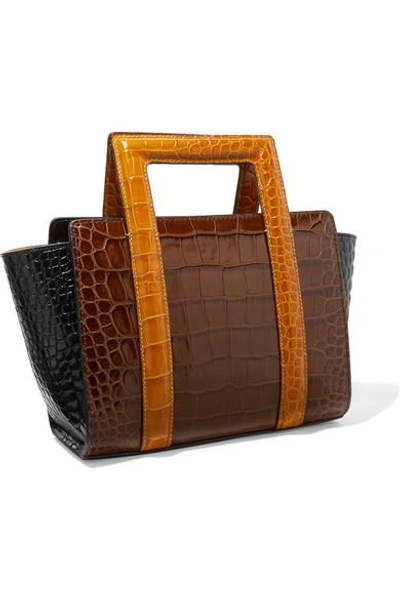 Shop Rejina Pyo Madison Color-block Croc-effect Leather Tote