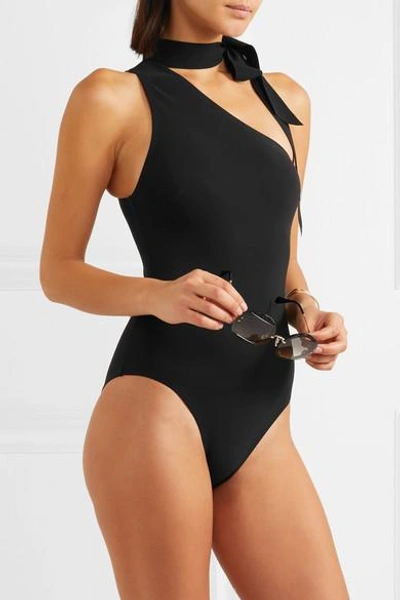 Shop Zimmermann Jaya One-shoulder Swimsuit In Black