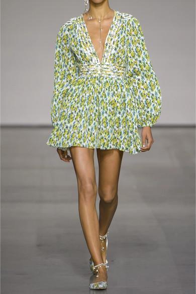 zimmermann golden plisse mini dress