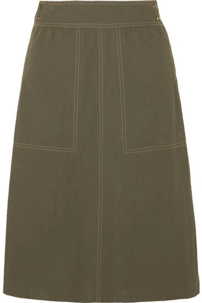 Shop Vanessa Seward Finistere Canvas Skirt In Army Green
