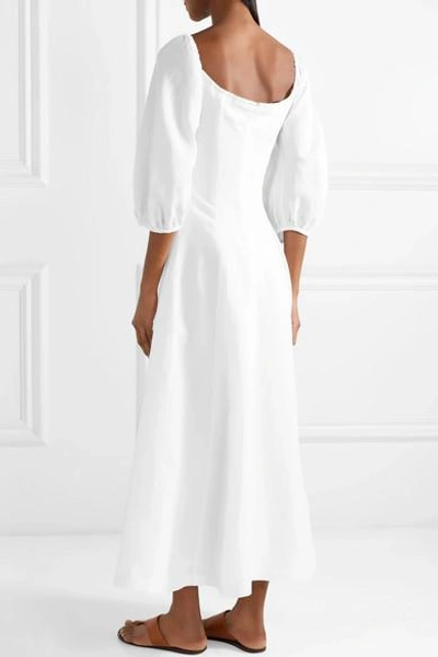 Shop Mara Hoffman Mika Off-the-shoulder Tencel And Linen-blend Midi Dress In White
