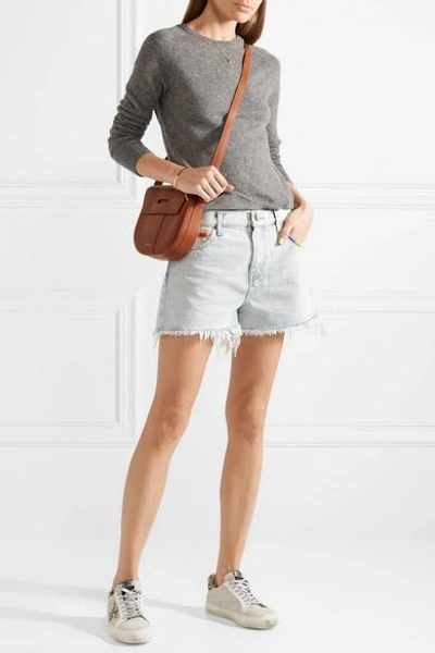 Shop Splendid + Margherita Amore Embroidered Frayed Denim Shorts In Light Denim