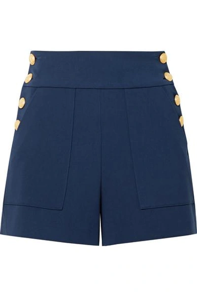 Shop Alice And Olivia Donald Button-embellished Jersey Shorts