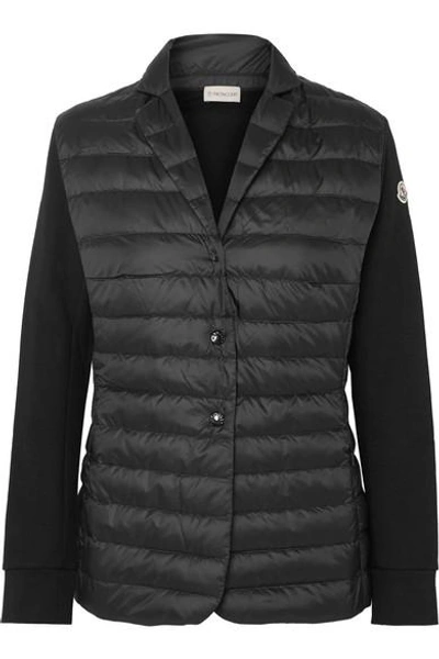 Shop Moncler Cotton-jersey And Quilted Shell Jacket In Black