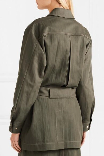 Shop Vanessa Seward Fergus Belted Canvas Jacket In Army Green