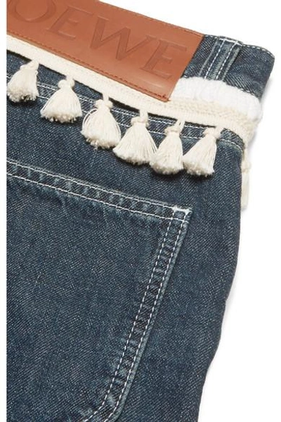Shop Loewe Rope-trimmed Cropped Boyfriend Jeans In Mid Denim