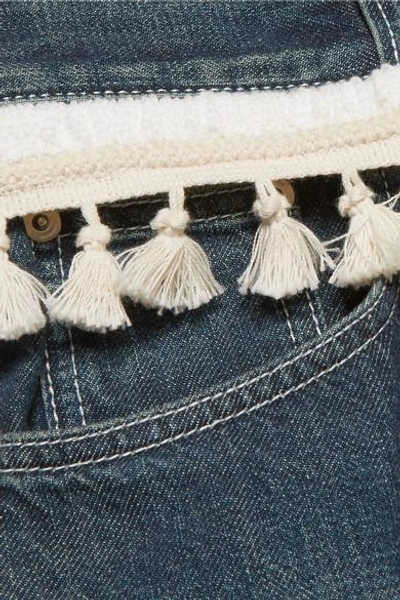 Shop Loewe Rope-trimmed Cropped Boyfriend Jeans In Mid Denim