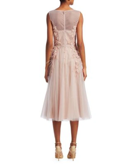 Shop Teri Jon By Rickie Freeman Tulle Appliqué A-line Dress In Blush