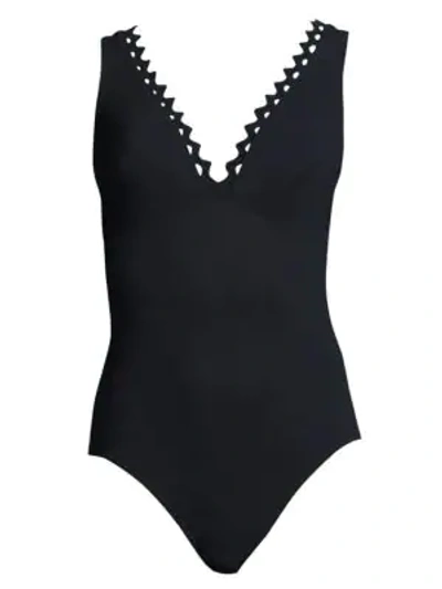 Shop Karla Colletto Swim Women's Plunging One-piece Swimsuit In Navy